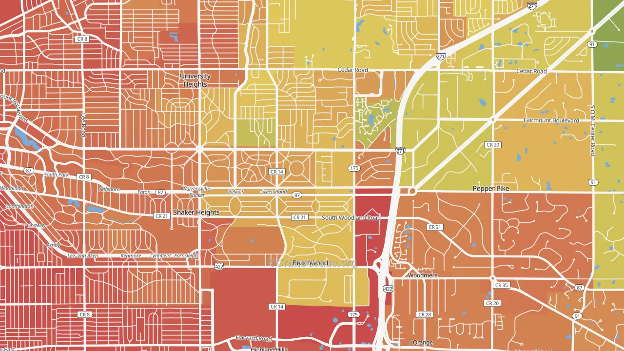 Beachwood, OH Map of Murder Rates
