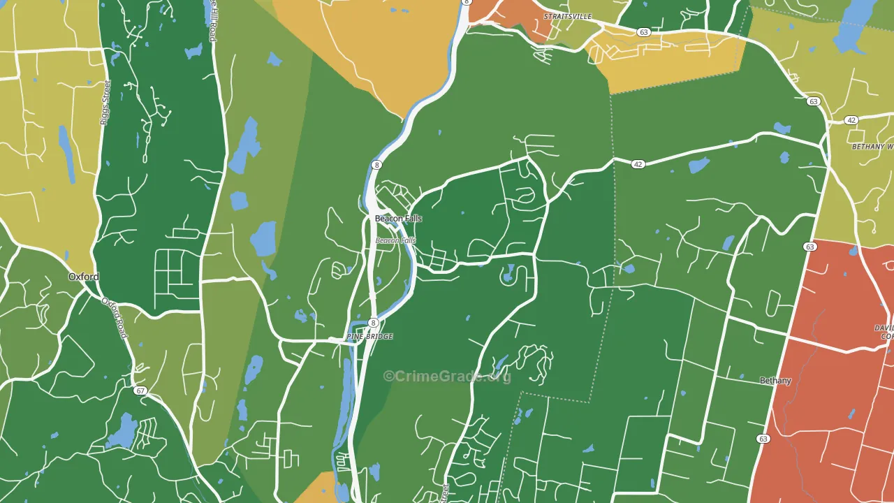 Beacon Falls, CT Map of Murder Rates