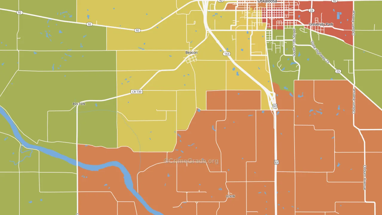 Beacon, IA Map of Murder Rates
