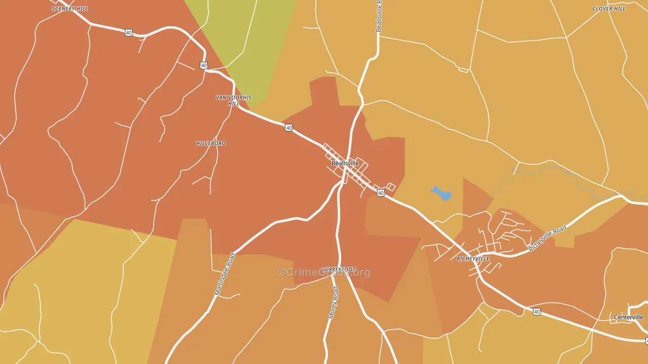 Beallsville, PA Map of Murder Rates