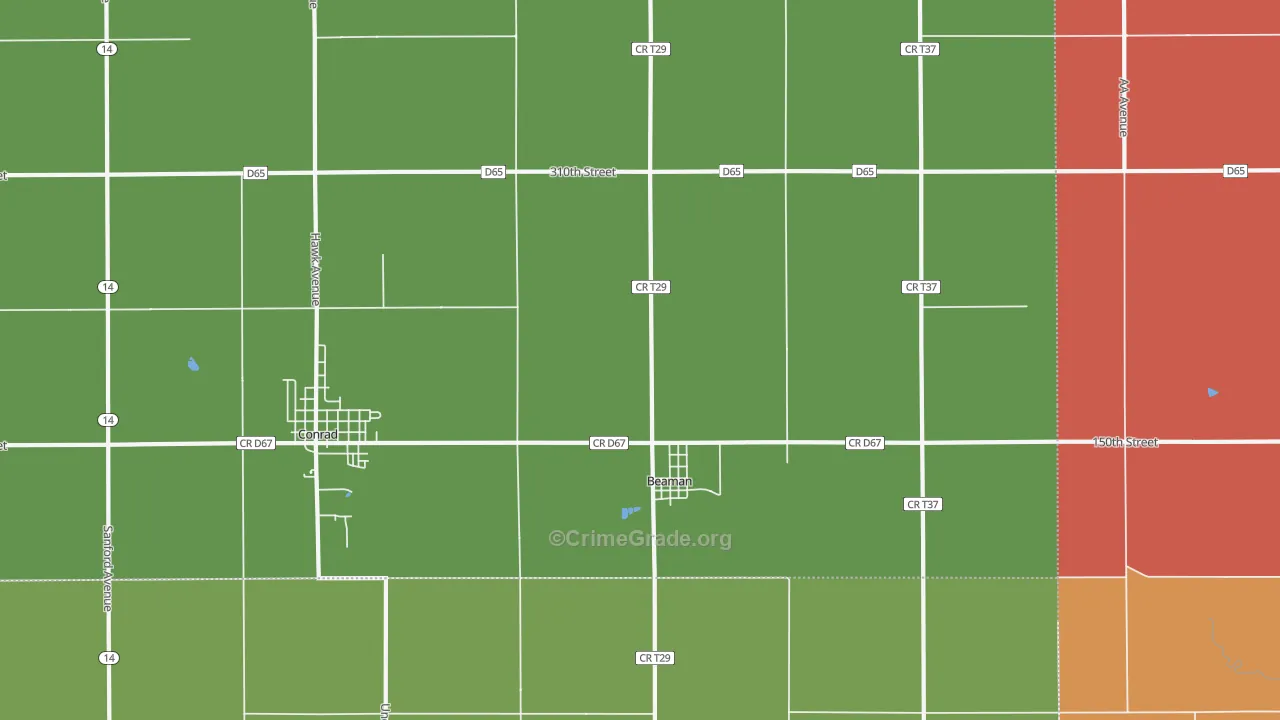 Beaman, IA Map of Murder Rates