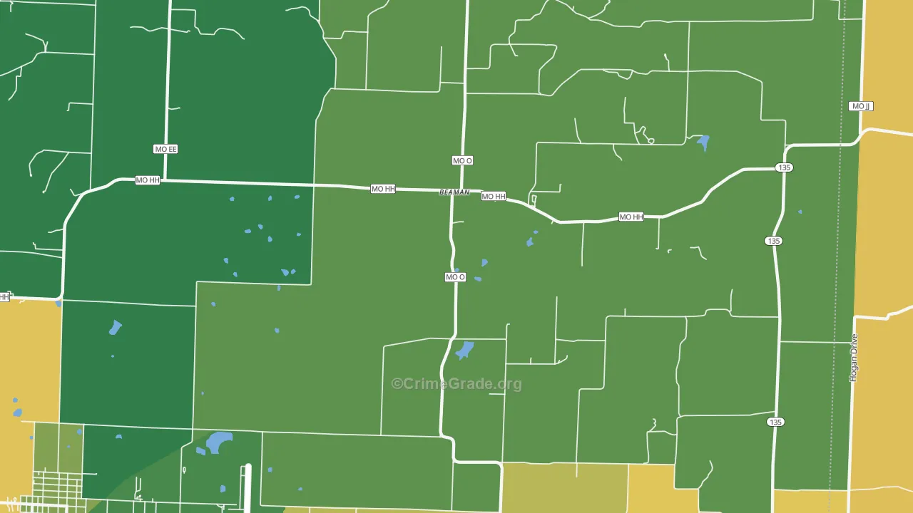 Beaman, MO Map of Murder Rates
