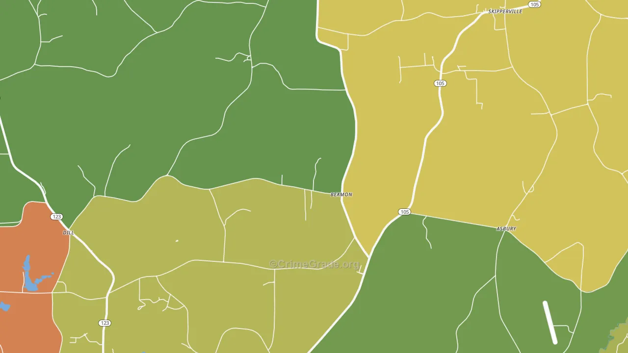 Beamon, AL Map of Murder Rates