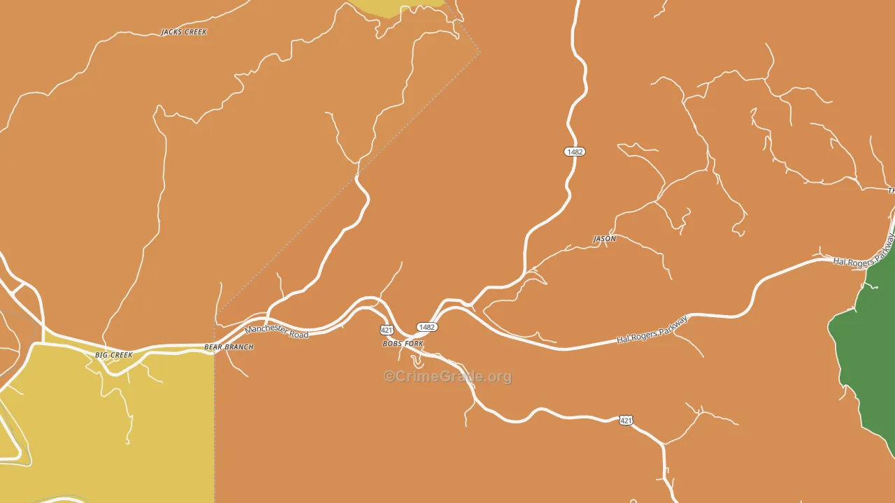 Bear Branch, KY Map of Murder Rates