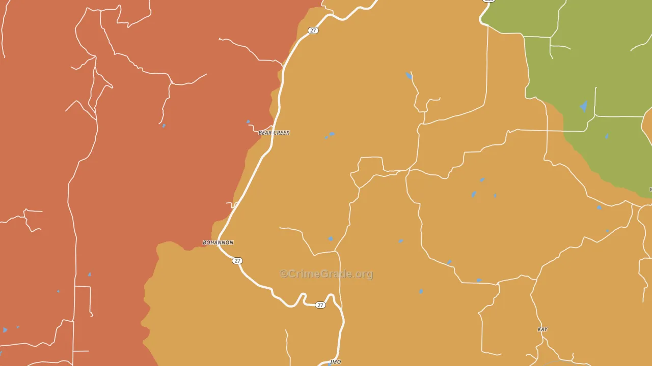 Bear Creek, AR Map of Murder Rates