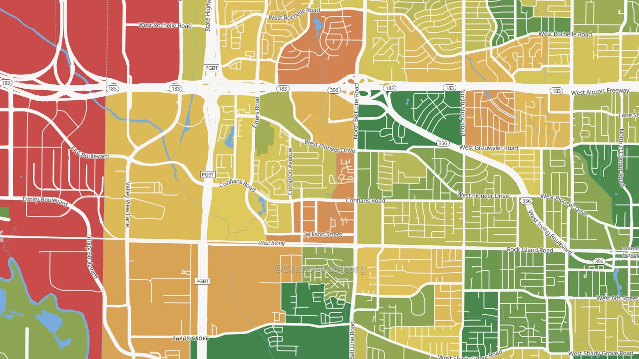 Bear Creek, Irving, TX Map of Murder Rates