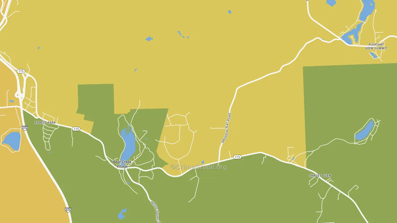 Bear Creek, PA Map of Murder Rates