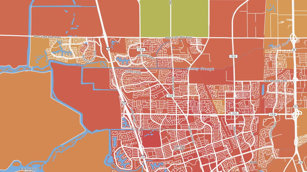 Bear Creek, Stockton, CA Map of Murder Rates
