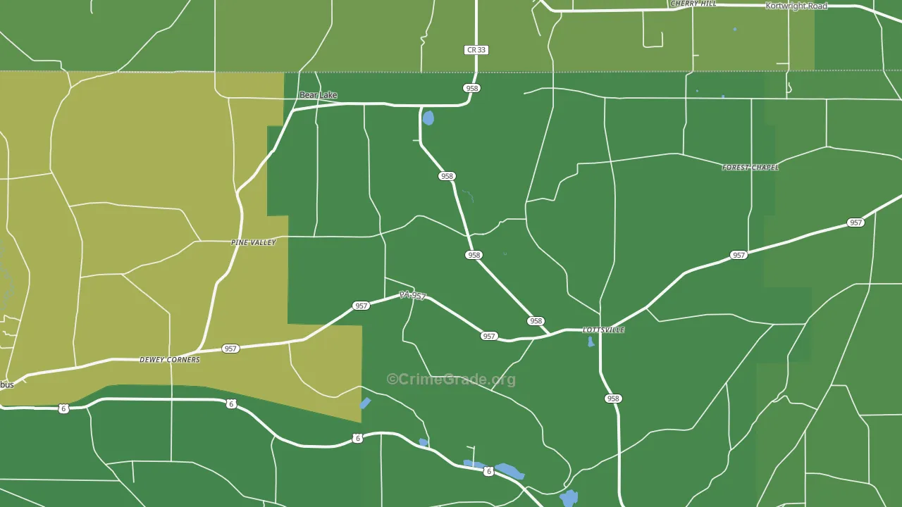 Bear Lake, PA Map of Murder Rates