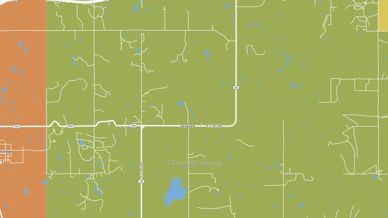 Bearden, OK Map of Murder Rates