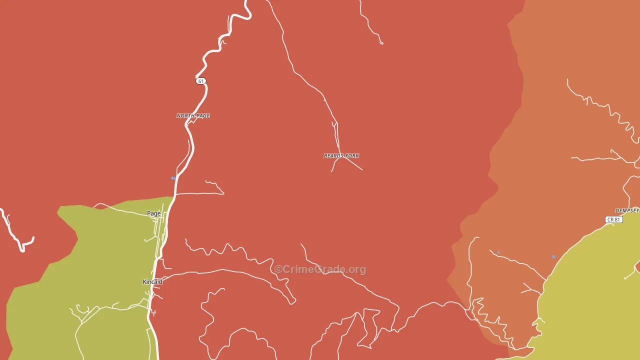 Beards Fork, WV Map of Murder Rates