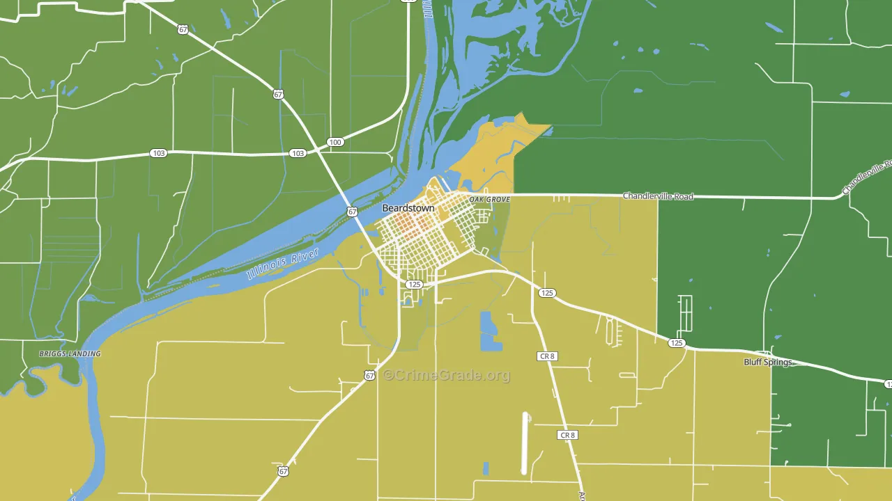 Beardstown, IL Map of Murder Rates