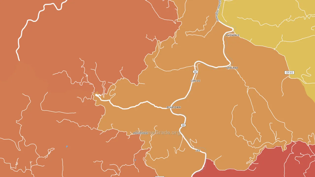 Beartown, WV Map of Murder Rates