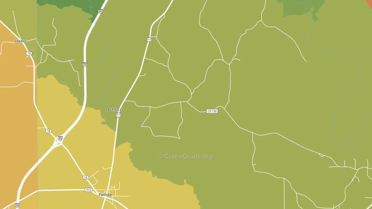 Beatrice, MS Map of Murder Rates