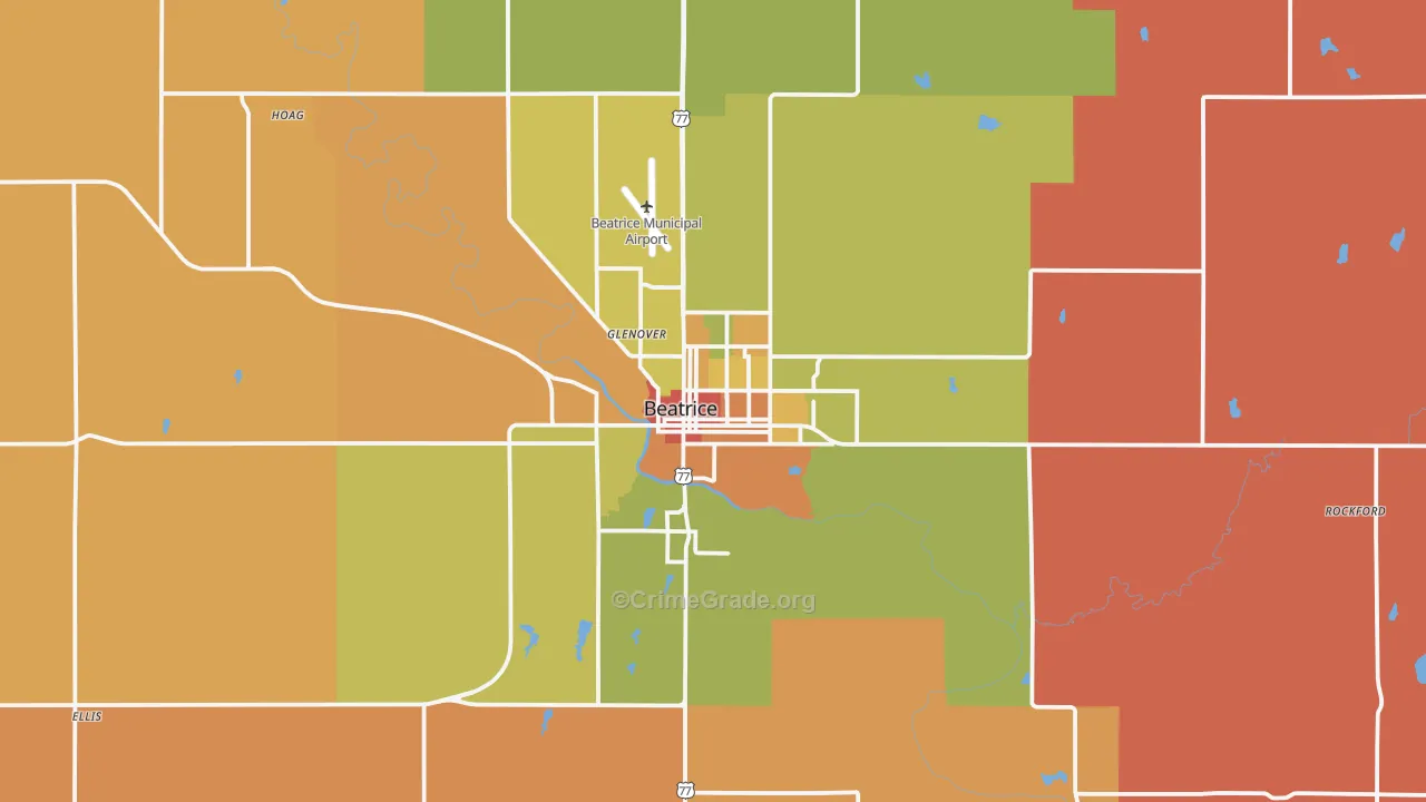 Beatrice, NE Map of Murder Rates