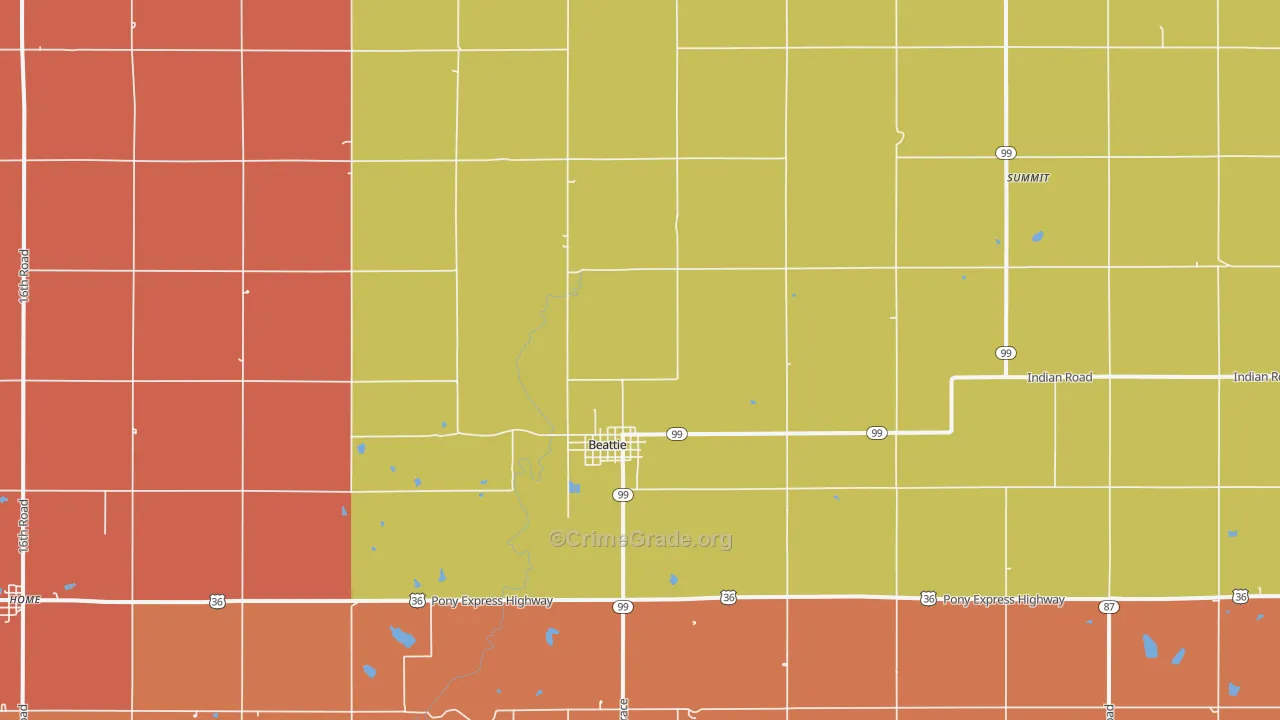 Beattie, KS Map of Murder Rates