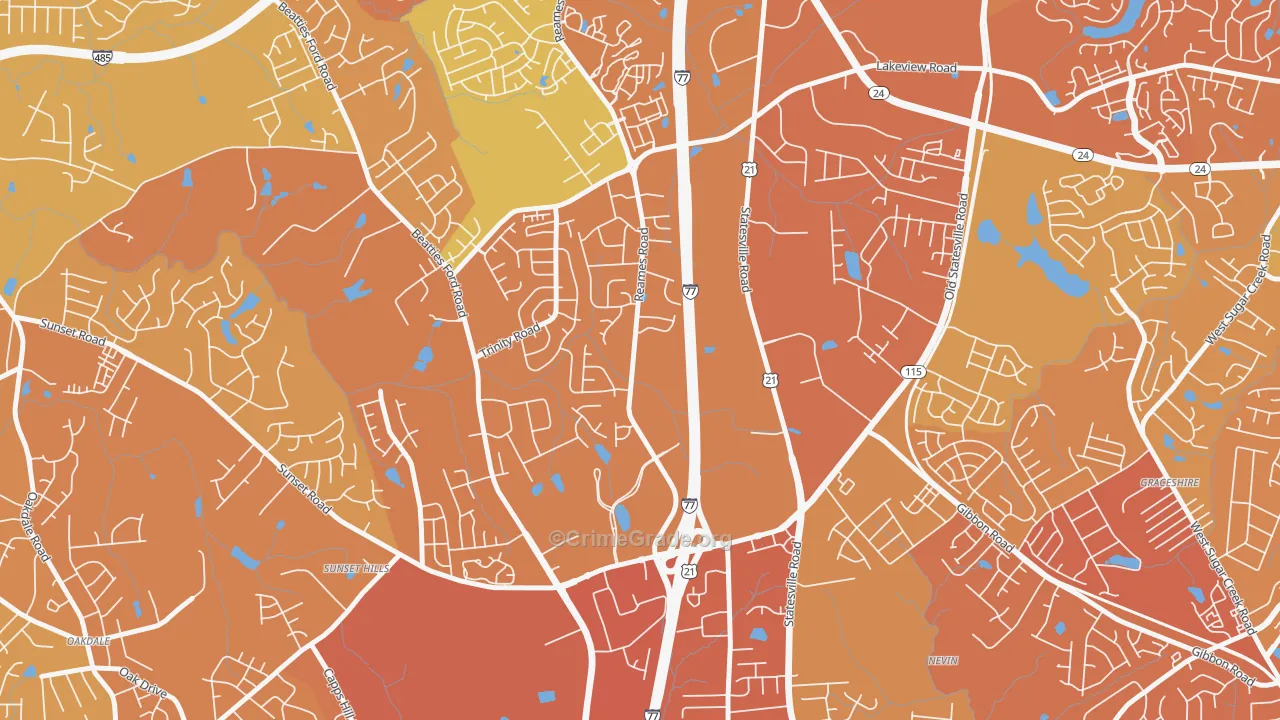 Beatties Ford-Trinity, Charlotte, NC Map of Murder Rates