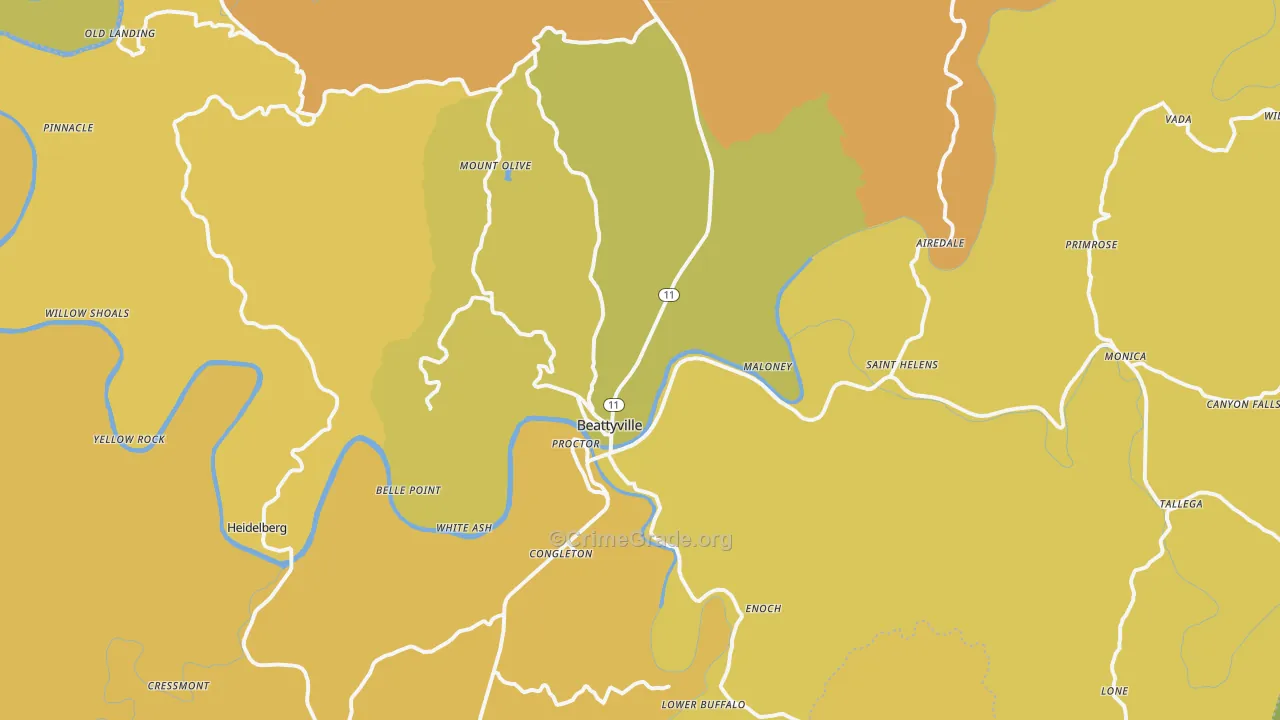Beattyville, KY Map of Murder Rates
