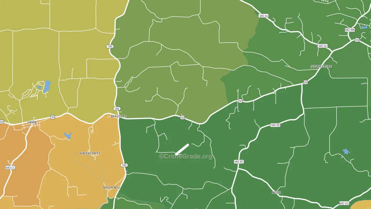 Beaufort, MO Map of Murder Rates