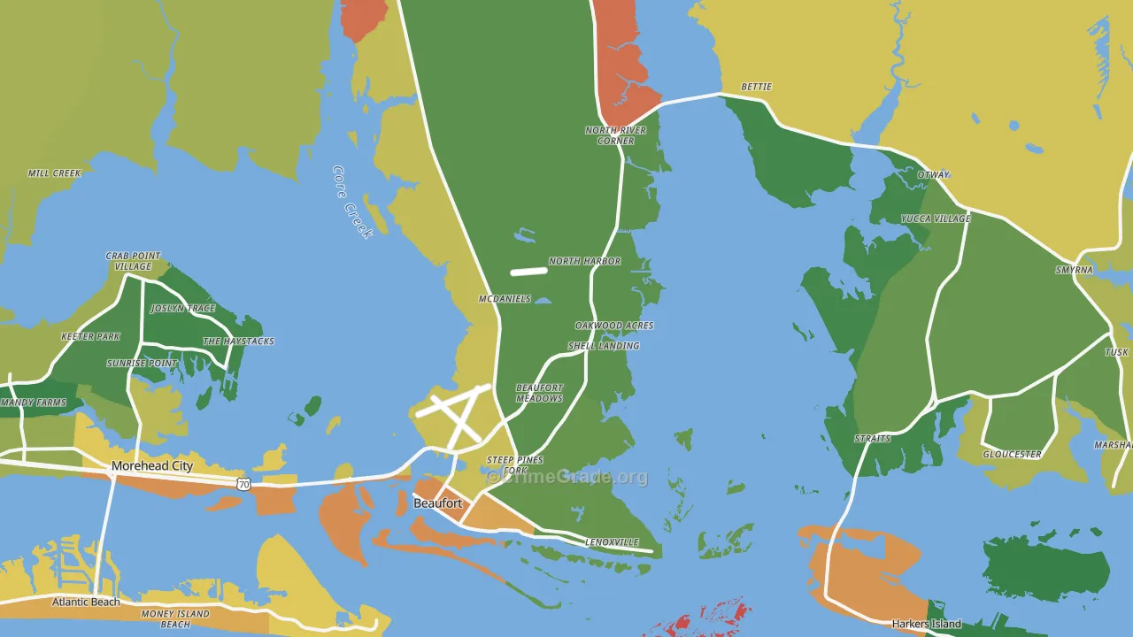 Beaufort, NC Map of Murder Rates