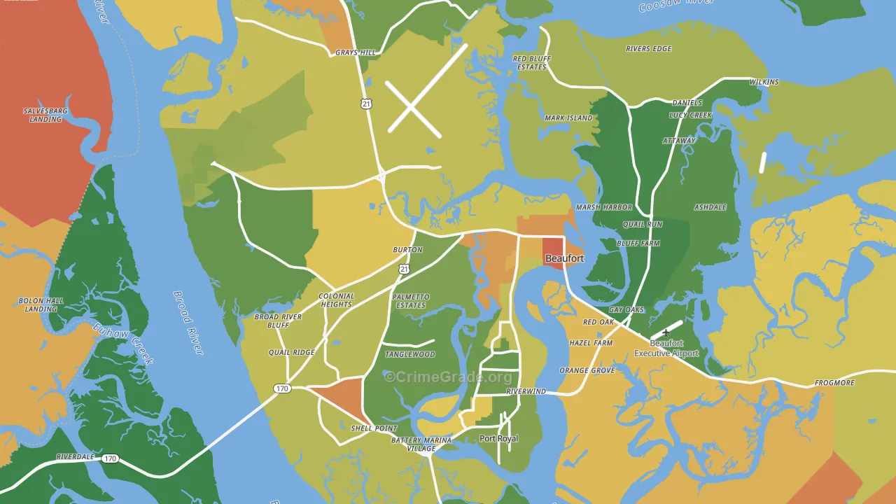 Beaufort, SC Map of Murder Rates