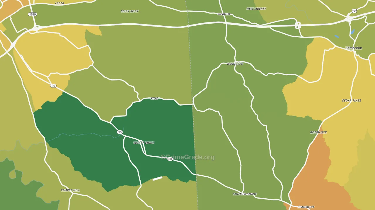 Beaumont, KY Map of Murder Rates