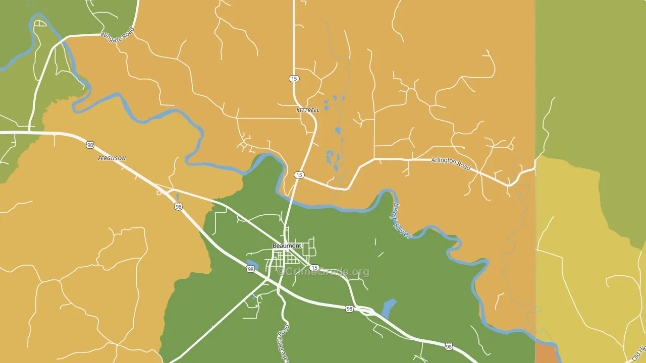 Beaumont, MS Map of Murder Rates
