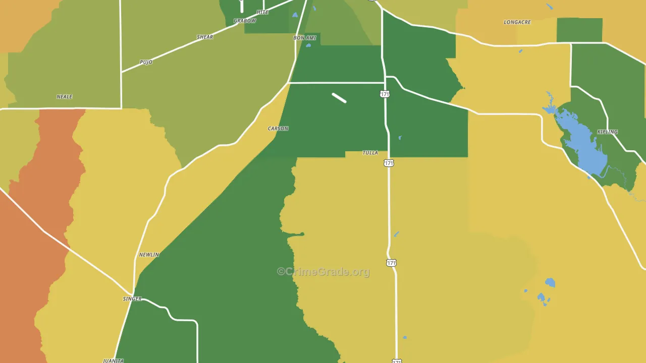 Beauregard Parish, LA Map of Murder Rates