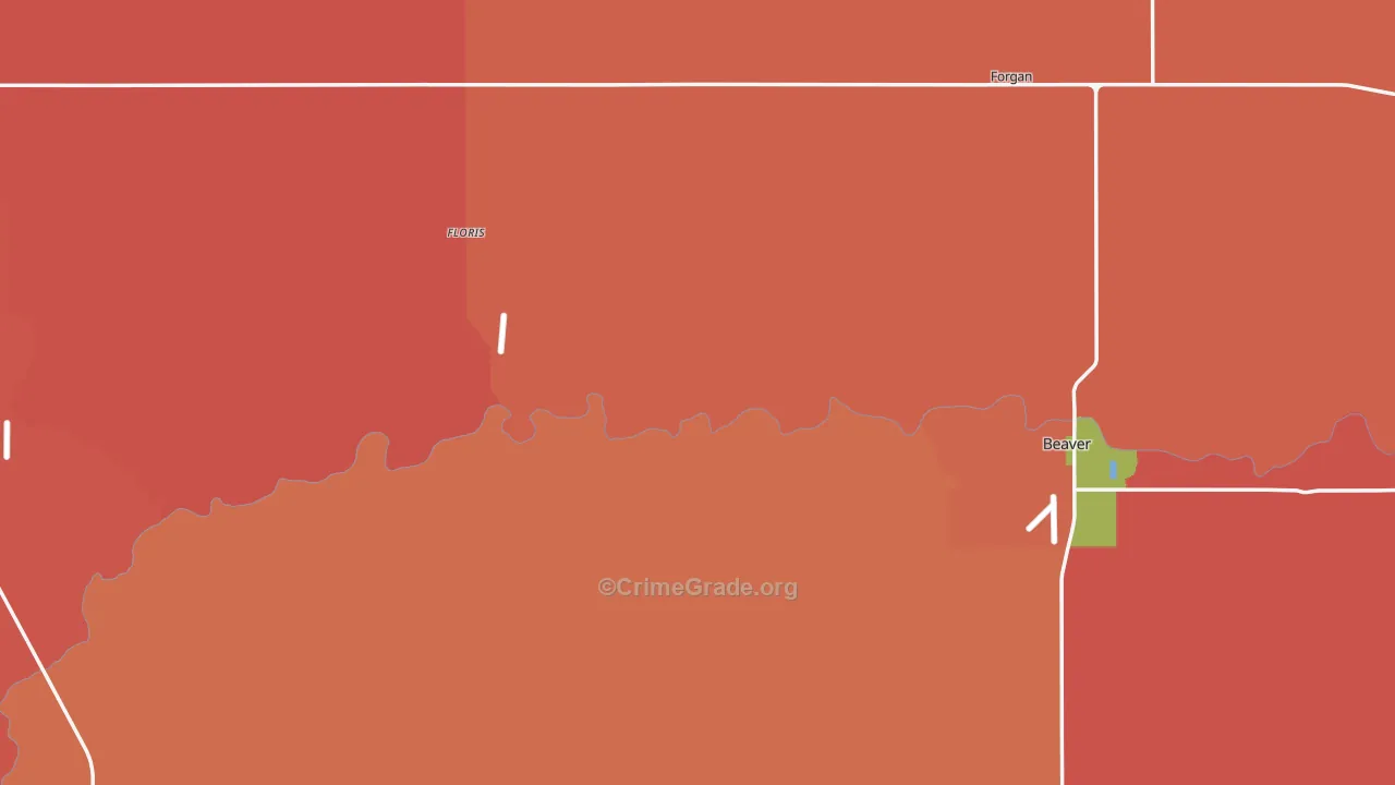Beaver County, OK Map of Murder Rates