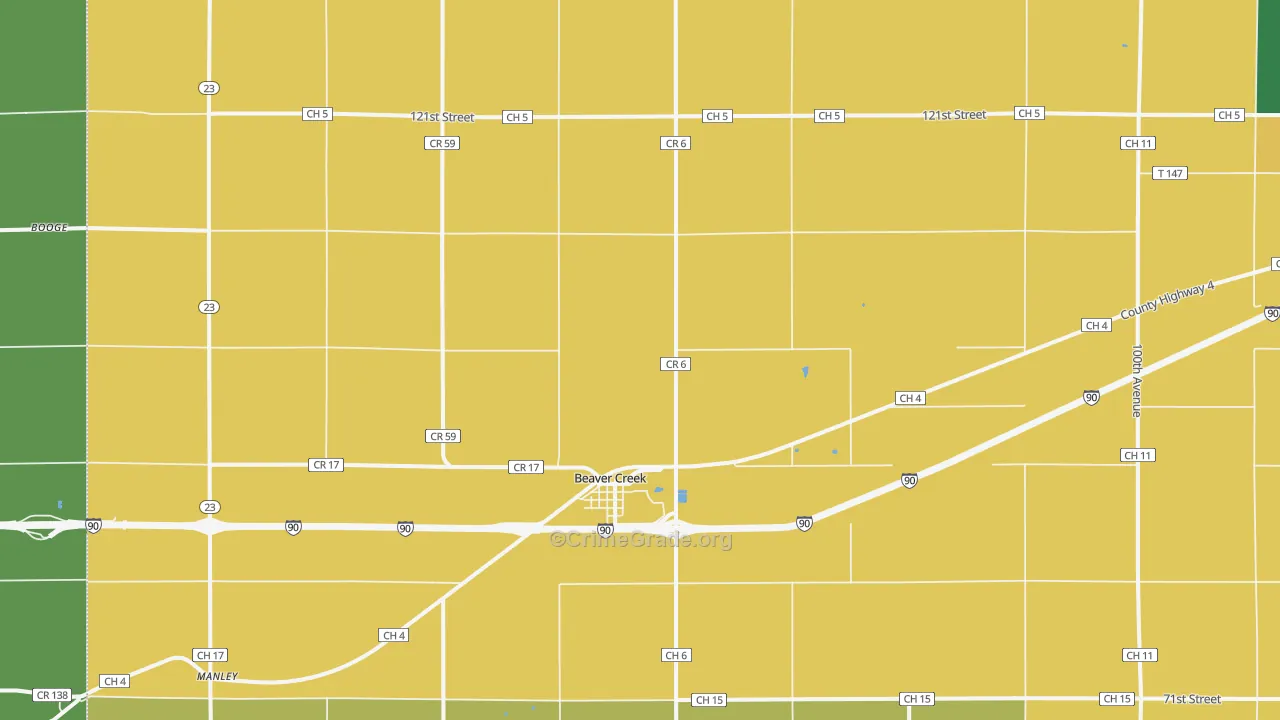 Beaver Creek, MN Map of Murder Rates