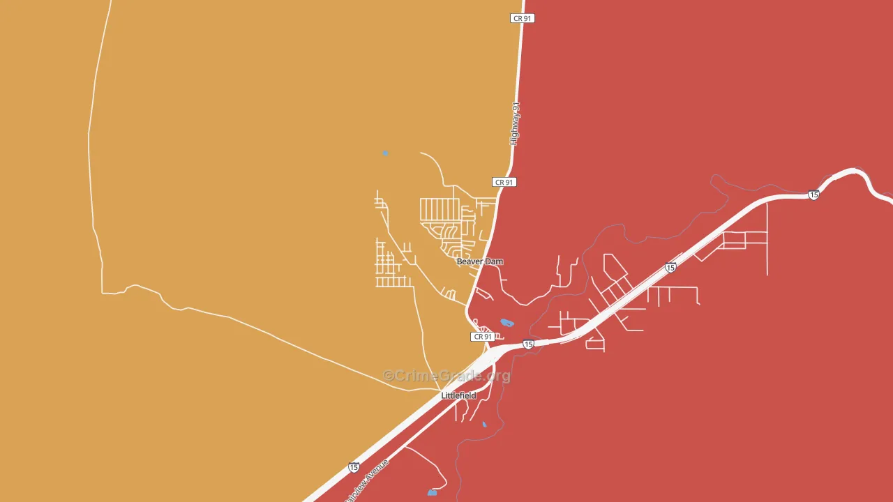 Beaver Dam, AZ Map of Murder Rates
