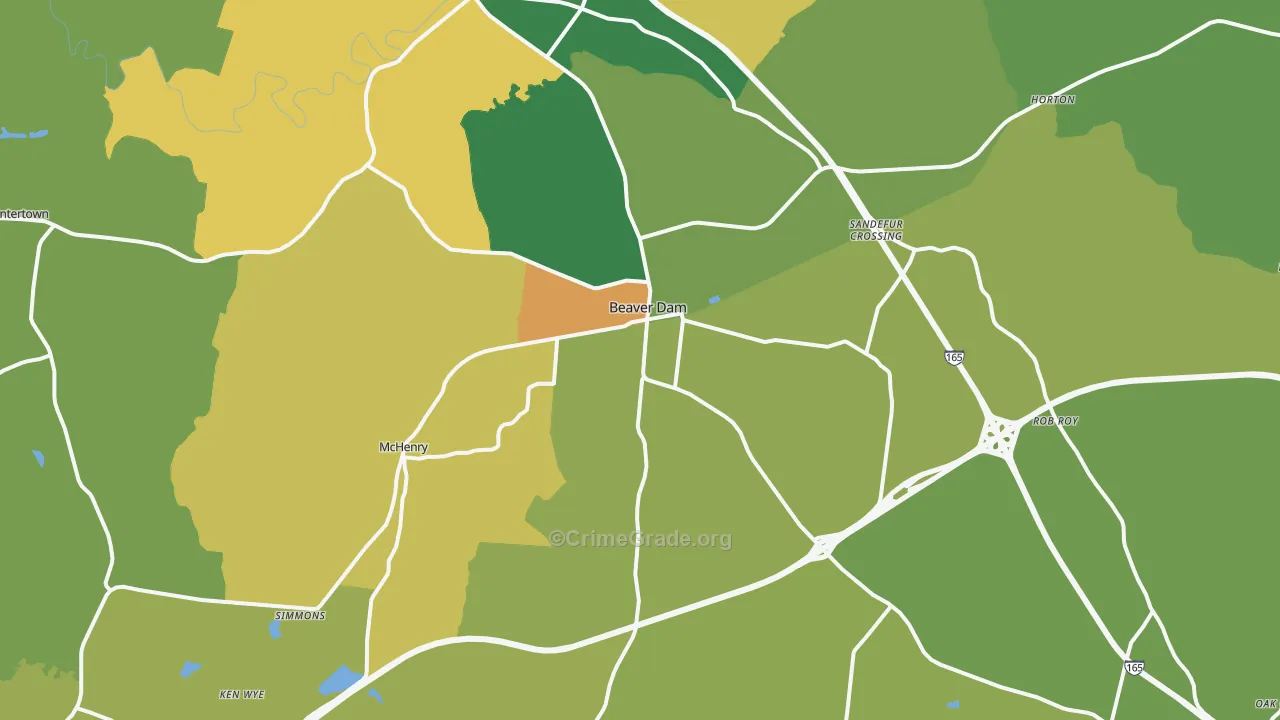 Beaver Dam, KY Map of Murder Rates