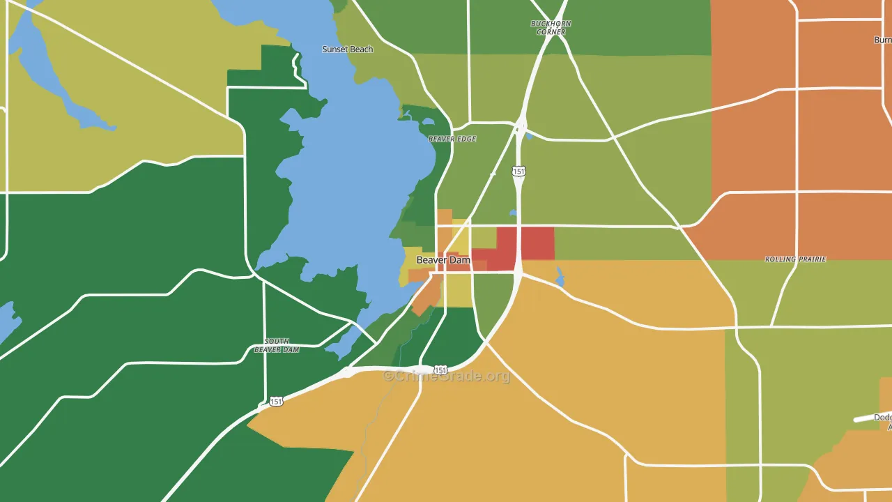 Beaver Dam, WI Map of Murder Rates