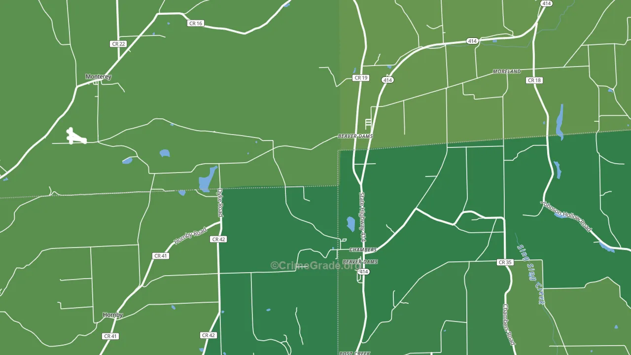 Beaver Dams, NY Map of Murder Rates
