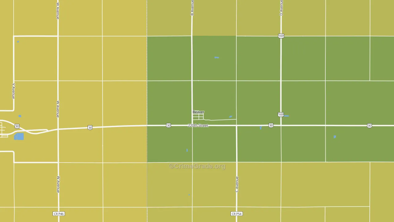 Beaver, IA Map of Murder Rates