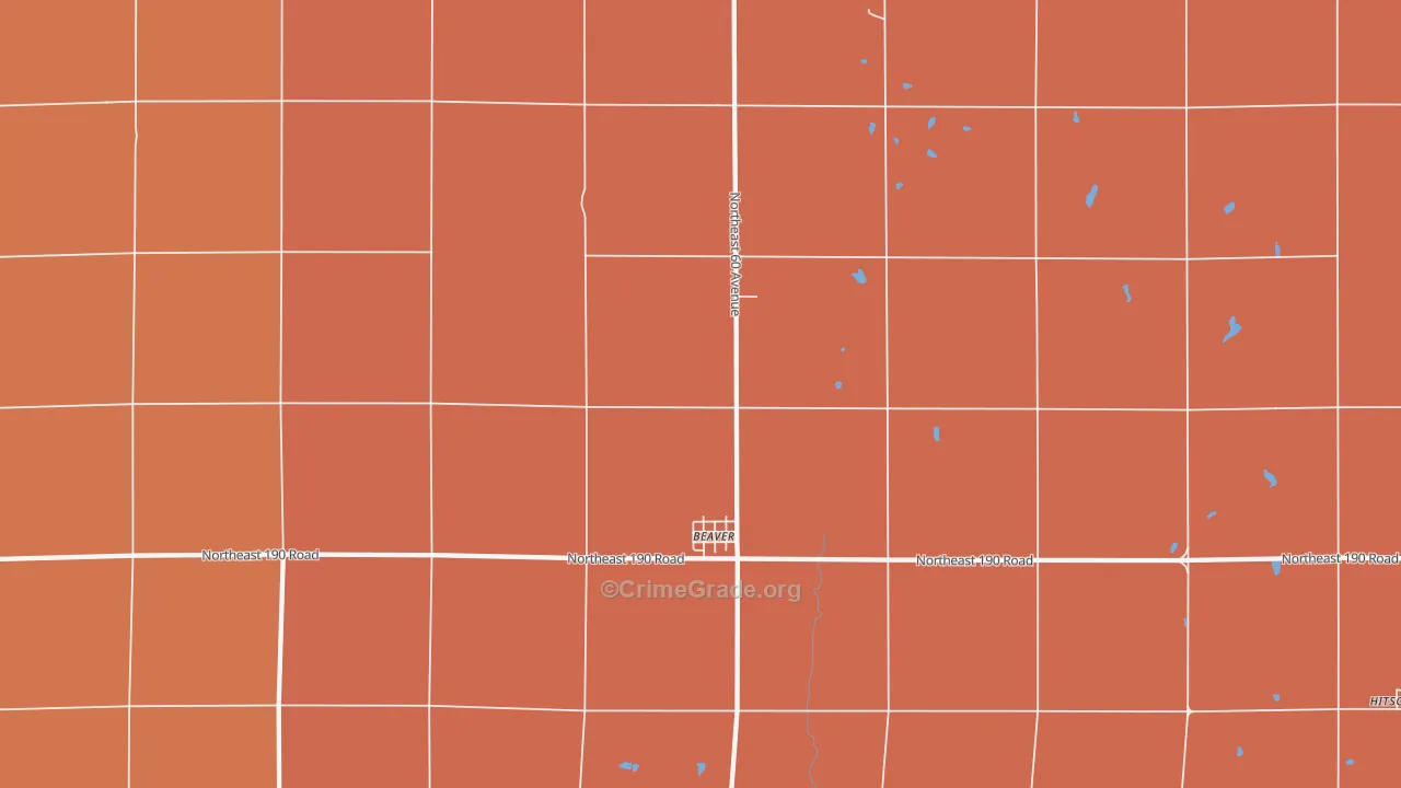 Beaver, KS Map of Murder Rates