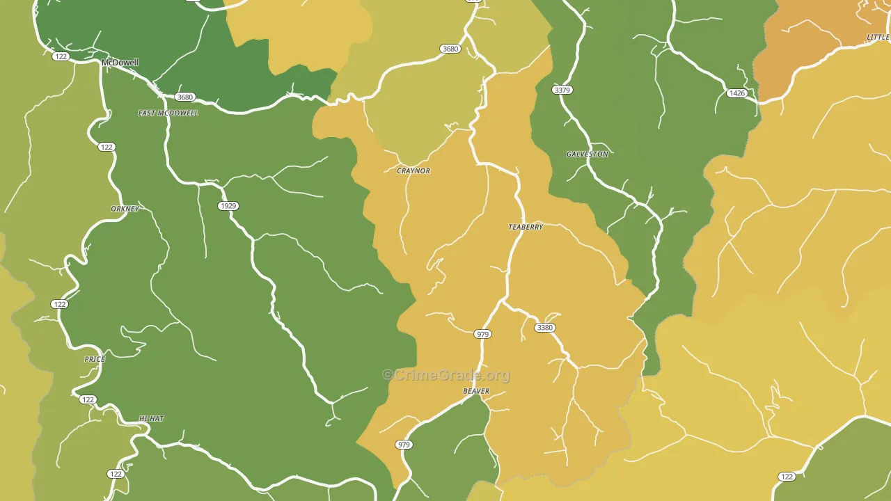 Beaver, KY Map of Murder Rates