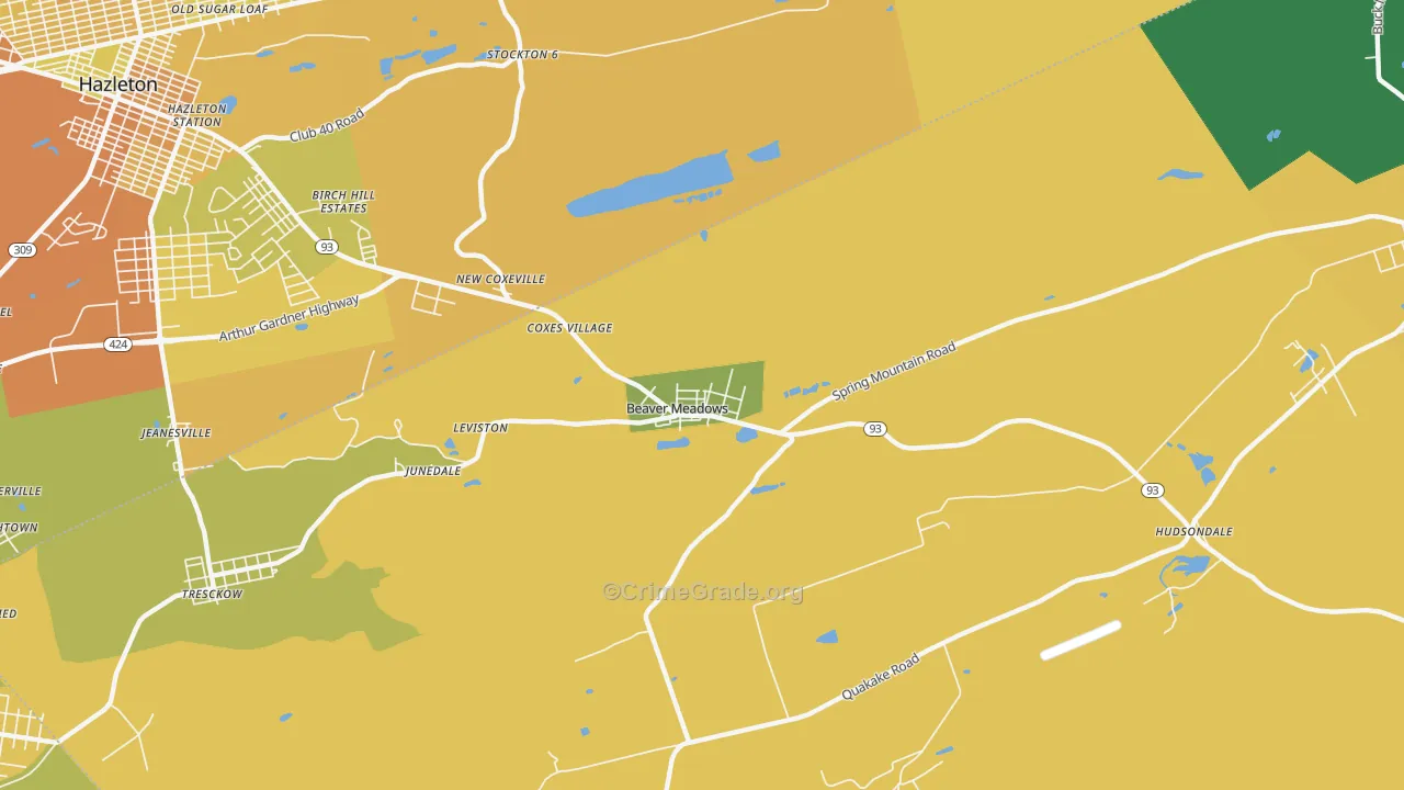 Beaver Meadows, PA Map of Murder Rates