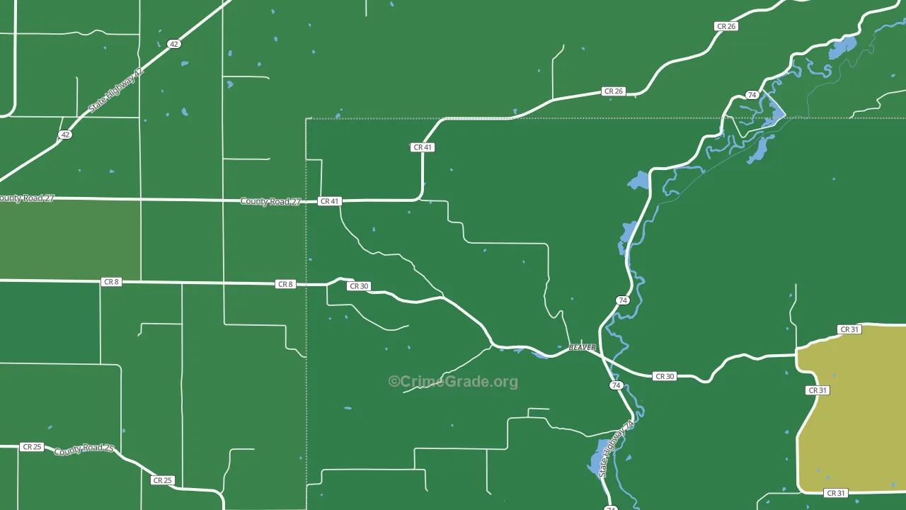 Beaver, MN Map of Murder Rates
