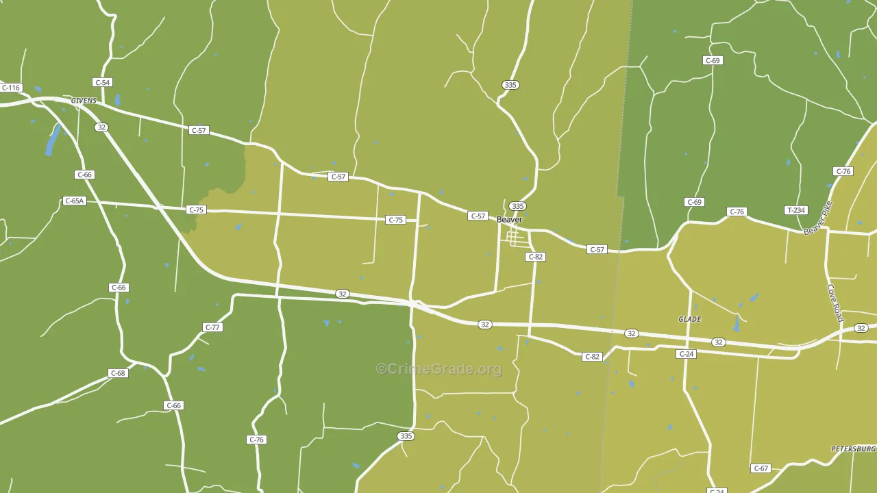 Beaver, OH Map of Murder Rates