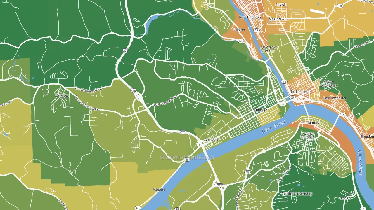 Beaver, PA Map of Murder Rates