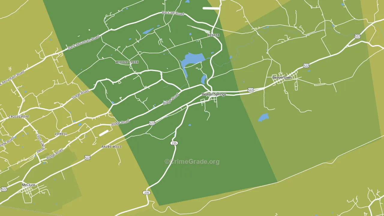 Beaver Springs, PA Map of Murder Rates