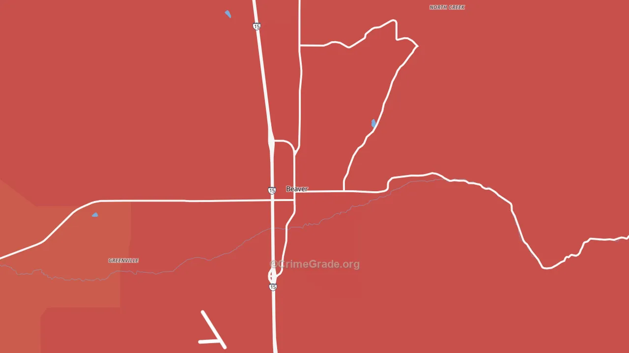 Beaver, UT Map of Murder Rates
