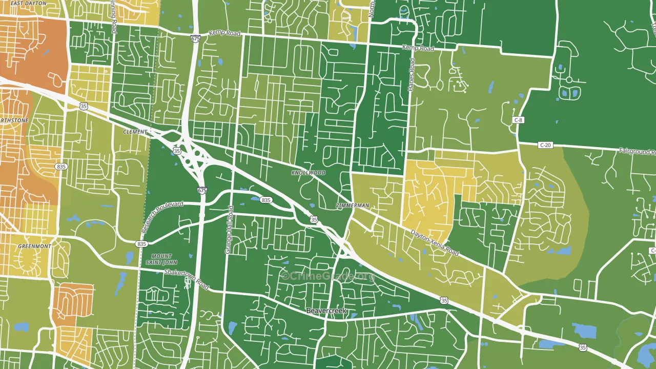 Beavercreek, OH Map of Murder Rates