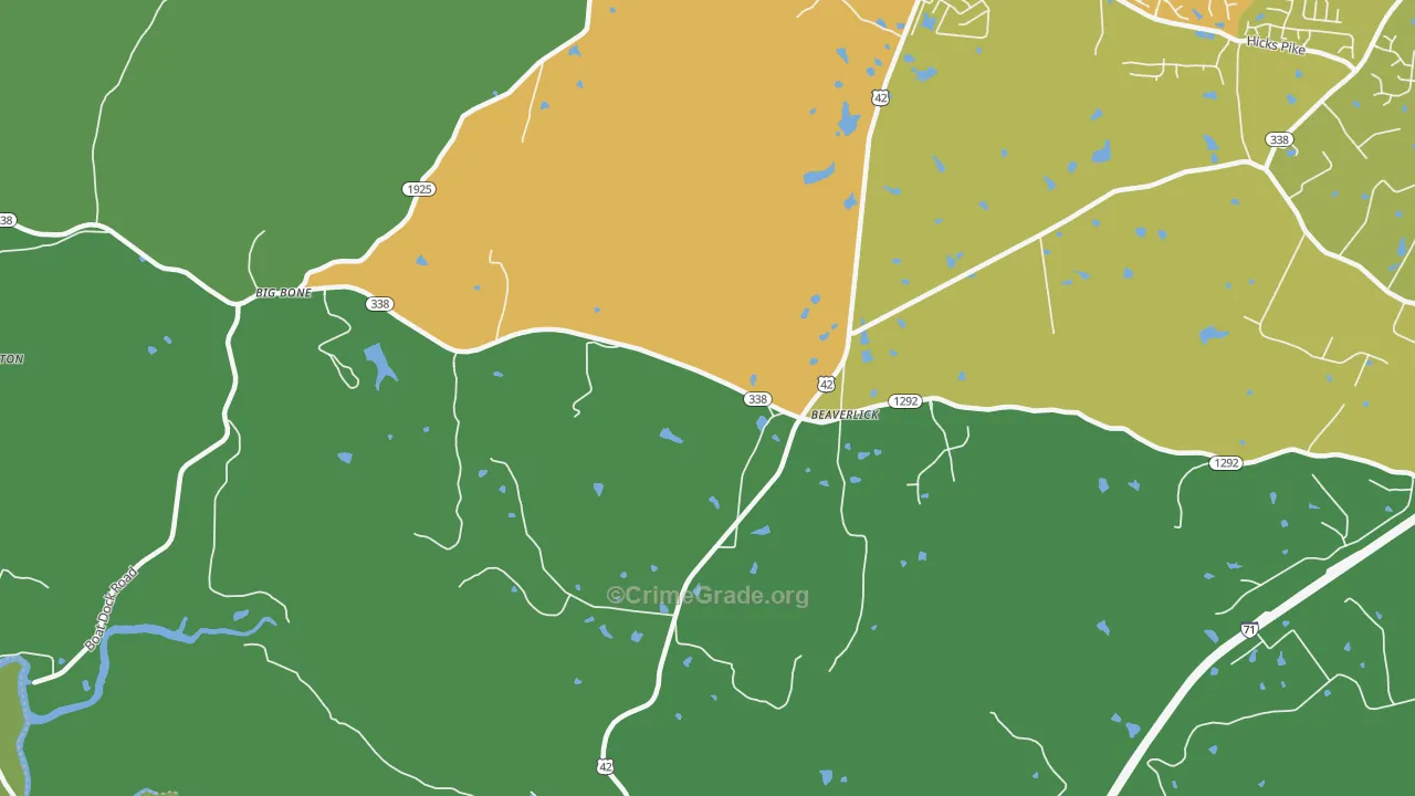 Beaverlick, KY Map of Murder Rates