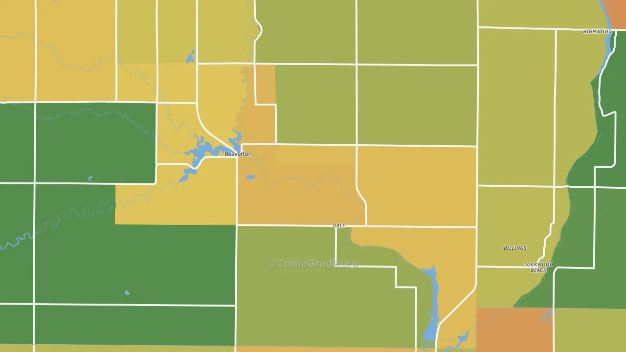 Beaverton, MI Map of Murder Rates