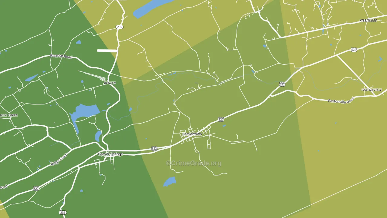 Beavertown, PA Map of Murder Rates