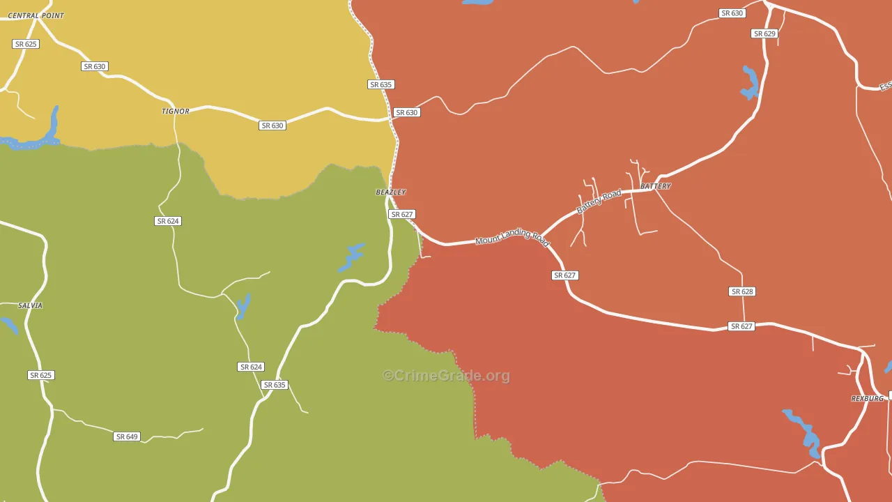 Beazley, VA Map of Murder Rates