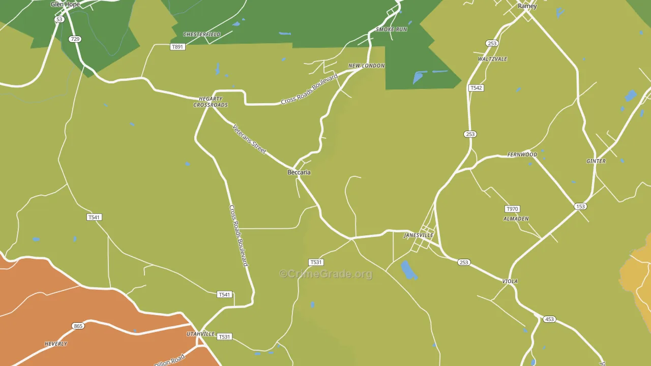 Beccaria, PA Map of Murder Rates
