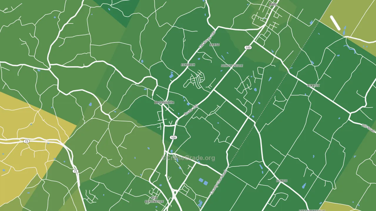 Bechtelsville, PA Map of Murder Rates